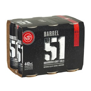 BARREL 51 5% BOURBON N COLA 6PK CANS 440ML