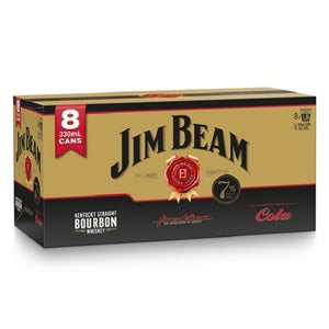 JIM BEAM GOLD BOURBON & COLA 7% 8PK CANS 330ML