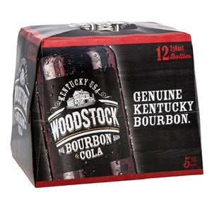 WOODSTOCK 5% BOURBON N COLA 12PK BOTTLES 330ML