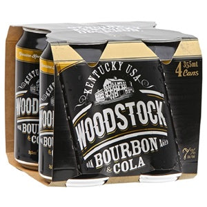 WOODSTOCK 7% BOURBON N COLA 4PK CANS 330ML