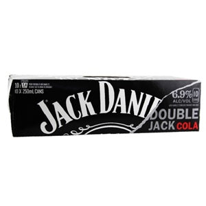 JACK DANIELS DOUBLE JACK N COLA 10PK 250ML CANS