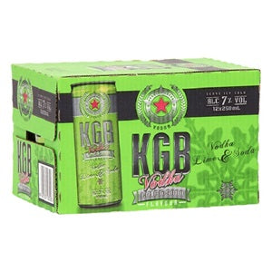 KGB 7% VODKA, LIME & SODA VODKA PREMIX 12PK CANS 250ML