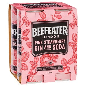 Beefeater Pink Gin & Soda 4Pk Cans 250ML