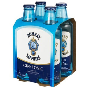 BOMBAY SAPPHIRE GIN & TONIC 4PK BOTTLES 275ML