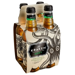 KRAKEN BLACK SPICED RUM & DRY 4PK BOTTLES 330ML