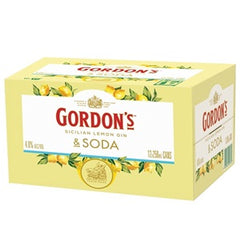 GORDONS SICILIAN LEMON GIN & TONIC 4% 12PK CANS 250ML