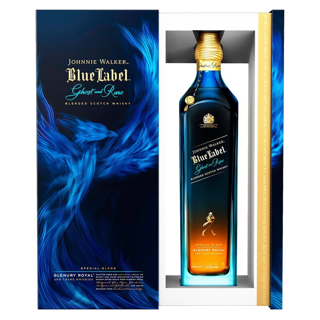 JOHNNIE WALKER BLUE LABEL GHOST & RARE GLENURY ROYAL SCOTCH WHISKY 750ML