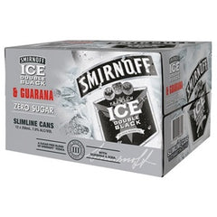 SMIRNOFF 7% DOUBLE BLACK VODKA, SODA N GUARANA ZERO SUGAR 12PACK CANS 250ML