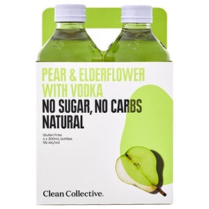 CLEAN COLLECTIVE VODKA, PEAR & ELDERFLOWER 4PK BOTTLES 330ML