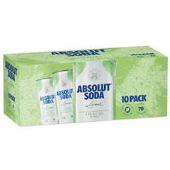 ABSOLUT VODKA LIME & SODA 10PK CANS 250ML