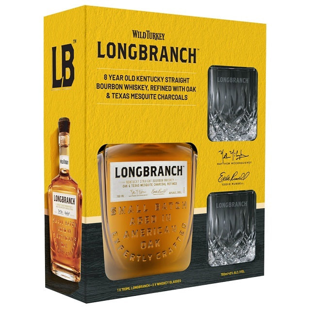 WILD TURKEY LONGBRANCH + GLASSES GIFT PACK 700ML