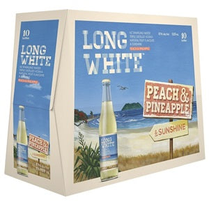 LONG WHITE PEACH & PINEAPPLE 10PK BOTTLES 320ML