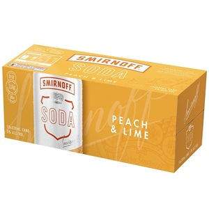 SMIRNOFF 5% VODKA SODA PEACH & LIME 10PK CANS 330ML