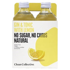 CLEAN COLLECTIVE GIN & TONIC WITH LEMON 4PK BOTTLES 300ML