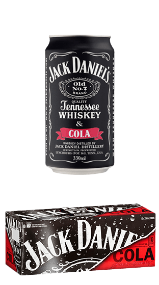 Jack Daniels RTD & Cola 330 Mls 10 pk cans